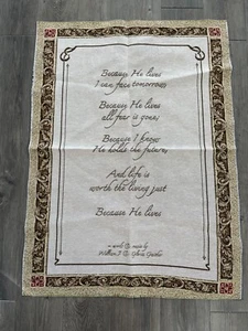 Because He Lives Christian Jesus Religious Tapestry Fabric Wm & Gloria Gaither - Picture 1 of 2