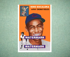 Nino Escalera Cincinnati Redlegs 1954 Style Custom Baseball Art Card - Picture 1 of 2