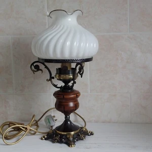 Endon Oil Lamp Style Table Lamp Wood Metal White Glass Shade Ornated Italy #2 - Picture 1 of 24