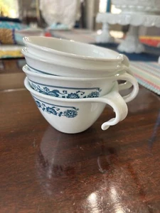 Vintage 4er Set Corelle Corning Old Town blau Haken Henkel Kaffee Tee Tassen - Bild 1 von 8