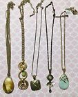 Lia Sophia Assorted Gold Tone Necklaces Mother Of Pearl Agate & Crystal Lot Of 5