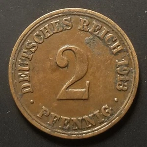 1913A Germany 2 Pfennig KM#16 World Coin - Picture 1 of 2