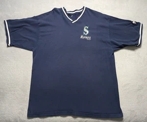 Vintage 1997 Seattle Mariners MLB Shirt 2XL Embroidered Logo Navy Tee - Picture 1 of 7
