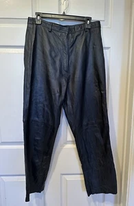Reformation x Veda Black Leather Pant High Rise Size 12 Ankle - Picture 1 of 6