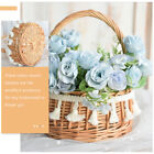 2pcs Wedding Flower Girl Baskets Wicker Rattan Handle Petal Candy Rustic Decor