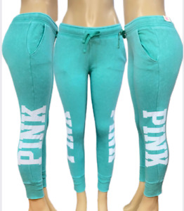 Victorias Secret PINK Logo Lounge Skinny Jogger Pants Small Light Green