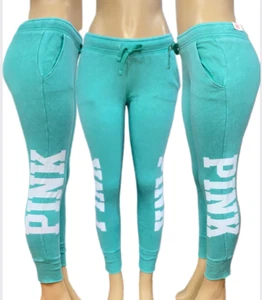 Victorias Secret PINK Logo Lounge Skinny Jogger Pants Small Light Green - Picture 1 of 4