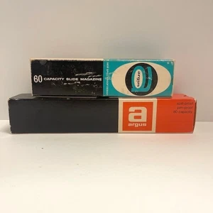 Lot of 2 Vintage Argus Film Slide Magazines 60 & 80 Capacity + Slides - Picture 1 of 4