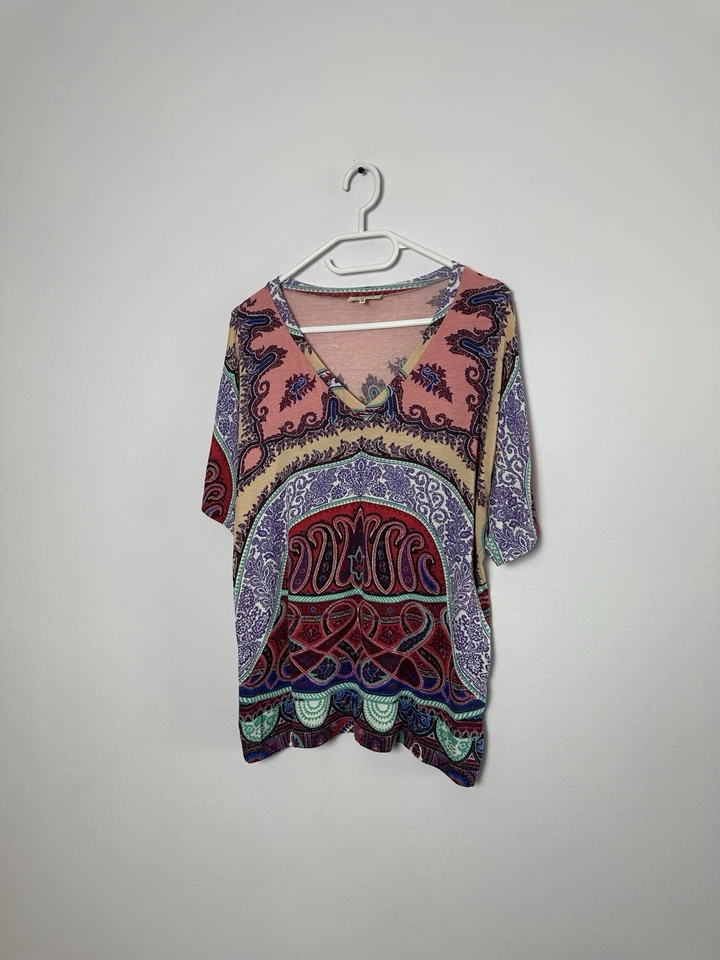Camisa ETRO Multicolor Paisley Modal Malha Manga Curta, Blusa Tamanho 38 Feminina’  - Imagem 1 de 4