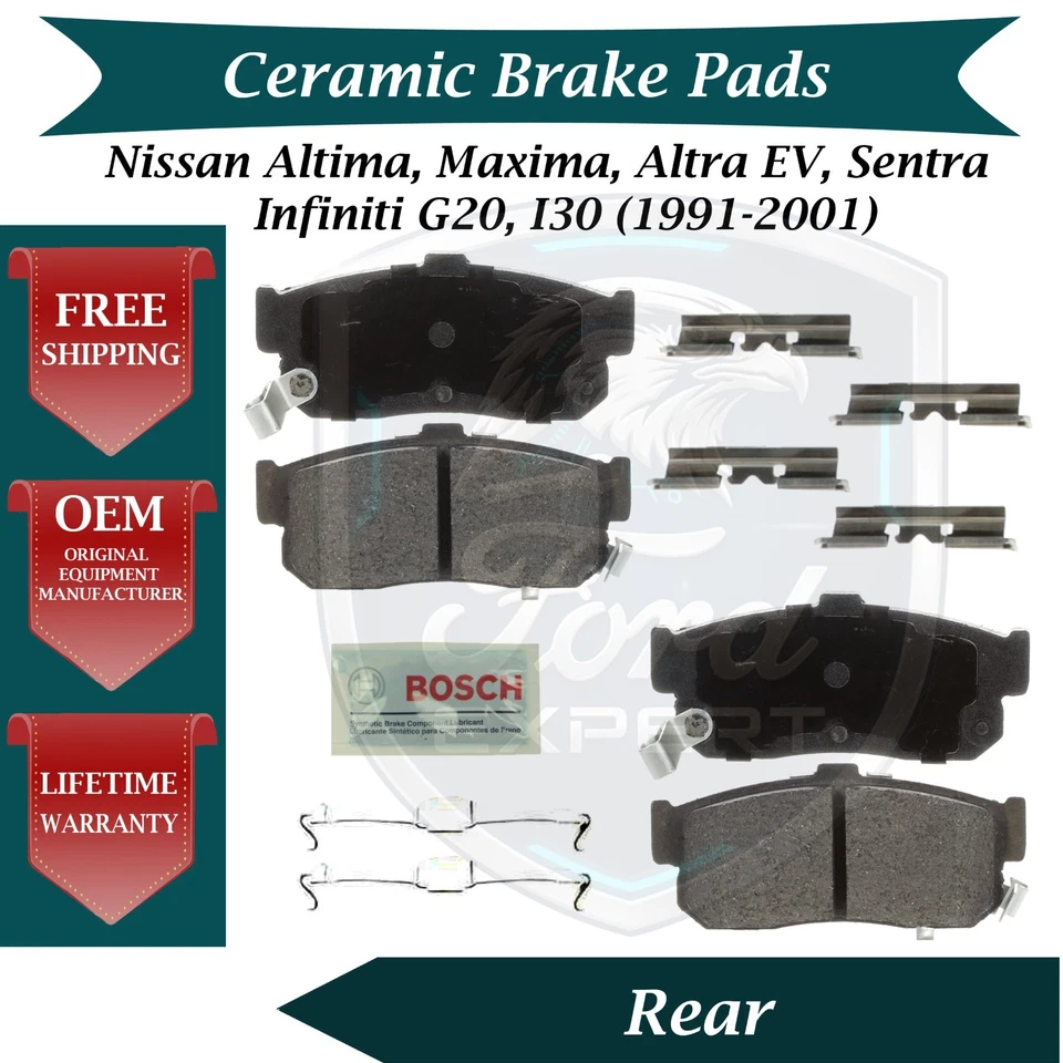 Kit de pastillas de freno traseras de cerámica Bosch OEM para Nissan Infiniti 1991-2001 10 años de garantía Foto 1 de 4