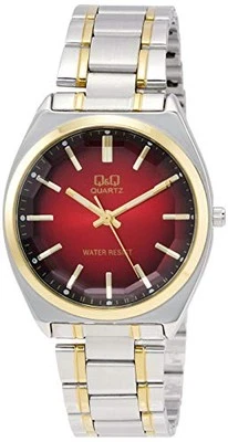 Reloj Citizen Q&Q analógico impermeable correa metálica QB78-402 para hombre rojo Foto 1 de 4