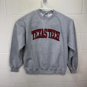 Texas Tech Raiders Crewneck Sweatshirt Large Gray Champion NCAA Pullover - Picture 1 of 19