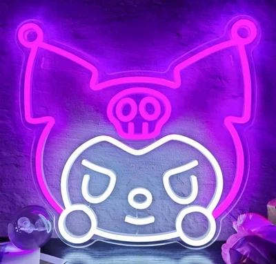 Lámpara de neón RGB Sanrio Kuromi luz nocturna decoración de pared luz hogar sala de juegos USB Foto 1 de 4