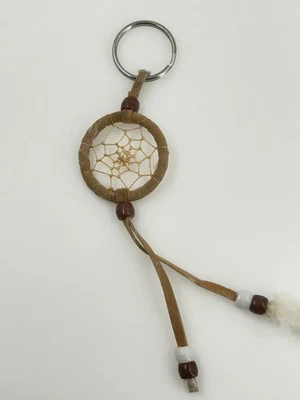 Chaveiro DREAM CATCHER feito à mão marrom nativo fob - Imagem 1 de 3