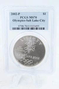 2002-P PCGS MS70 Salt Lake City Olymprics Silver Modern Commemorative Dollar - Picture 1 of 2