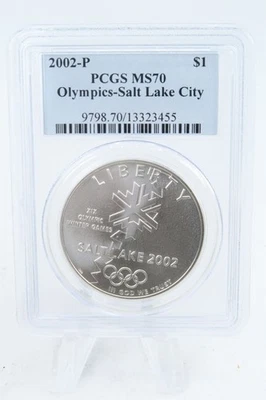 2002-P PCGS MS70 Salt Lake City Olymprics Silver Modern Commemorative Dollar - Image 1 of 2
