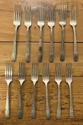 12 Oneida Tudor Plate Royal York Dinner Tenedor Plato Plateado Foto 1 de 2