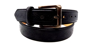 Cinturón con hebilla de humo de cuero negro para hombre XL 42 - 44" defecto #350 - Imagen 1 de 3