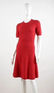 Gucci Size S GG Monogram Perforated Red Wool Short Sleeve Dress - Picture 1 of 18