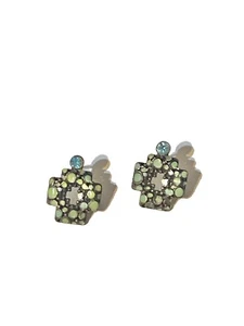 Jeweled Fashion Beaded Pierced Earrings No Backs .5 Inch - Picture 1 of 2