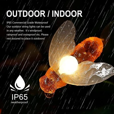 Solar Powered LED Bee String Lights Outdoor Yard Garden Party Xmas Wedding Decor - Image 1 of 4