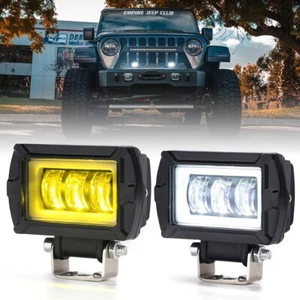 Cubo vainas LED blanco/amarillo de 3 pulgadas barra de luz de trabajo lámpara antiniebla conducción todoterreno ATV UTV - Imagen 1 de 7