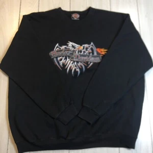 Vintage Y2K 1998, 2000 Harley Davidson Indy west Pullover Sweatshirt Black XXL - Picture 1 of 7
