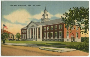 Leinen Postkarte - Wareham, Cape Cod, Massachusetts - Rathaus (randlos) - Bild 1 von 2