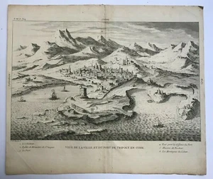 TRIPOLI LEBANON 1734 by I.B. MARTIN LARGE ANTIQUE VIEW 18TH CENTURY - Picture 1 of 7