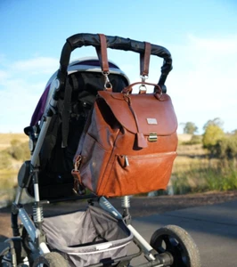 ELF JADE Nappy Bag Backpack Vegan Leather Brown Diaper Mummy Mother Baby Gift - Picture 1 of 7