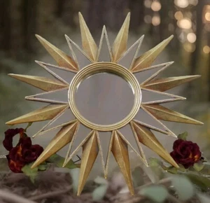 Espejo Sol Espejo Pared Marco Dorado Barroco Espejo Baño 39 cm x 39 cm Decoración Sun - Imagen 1 de 5