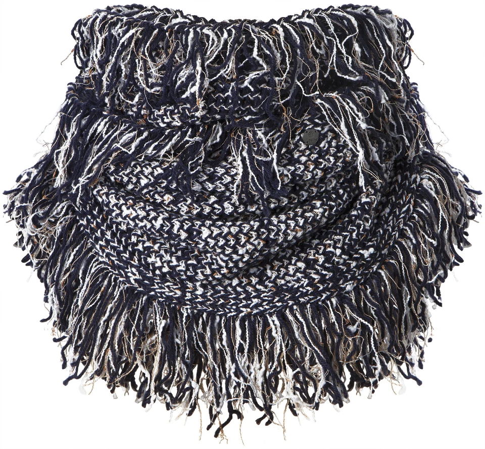 Bufanda Tejida Barts Lazo Bufanda Redonda Azul Cervatillo Grueso Tejido Flecos Elegante Foto 1 de 1