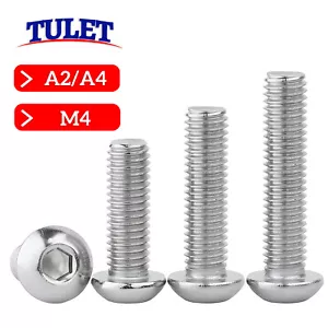 Tornillos de cabeza de lente hexagonal interior M4 ISO 7380 acero inoxidable A2 A4 M4x - Imagen 1 de 33