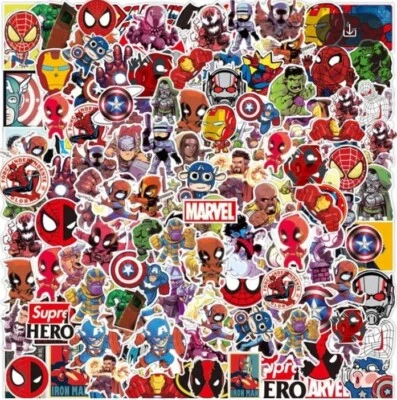 50 Marvel Cartoon Stickers-Flash Spidey Ironman Hulk Deadpool Captain Marvel ect - Image 1 of 4