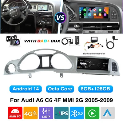 Für Audi A6 MMI 2G 2005-2009 Carplay DAB+ Autoradio 6+128G NAV Android 14 Kamera - Bild 1 von 4