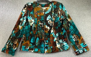Requirements Women's Multicolor Patterned Full Zip Corduroy Blazer Jacket Size M - Picture 1 of 9