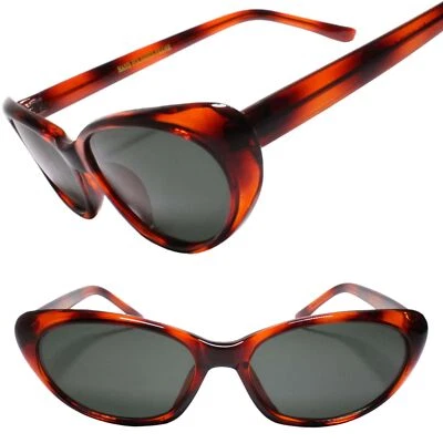 Y2K Indie Vibe Pin-Up Style Genuine Vintage Cat Eye Brown & Black Sunglasses - Image 1 of 3