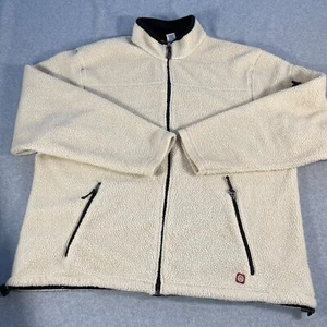 Giacca pile sherpa marina vecchia uomo taglia XXL panna full zip vintage escursionismo sport - Foto 1 di 15