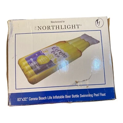 🏖🆕️ BOTELLA DE CERVEZA INFLABLE CORONA BEACH LIFE PISCINA FLOTADOR 83" X 32" Foto 1 de 4