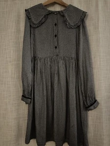 Zara Girls Dress Black White Gingham Big Collar Age 12 Years - Picture 1 of 11