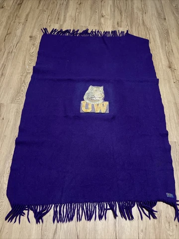 Vintage Pendleton Wool Stadium Blanket - University Of Washington Huskies Cover