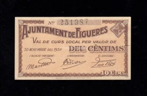 F.C. FIGUERES (GERONA) , 10 CENTIMS 1937 , EBC+ . - Picture 1 of 2