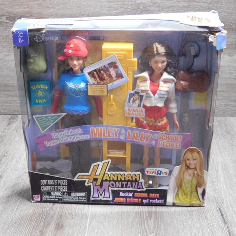 Disney Hannah Montana Rockin School Days Jours Hannah & Lilly Doll Set RARE Cover