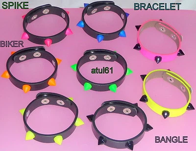 Studded Bracelet Spike Rubber cuff  Wristband emo punk goth unisex jewellery - Image 1 of 4