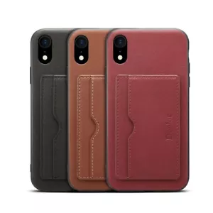 Custodia posteriore porta carte di credito in vera pelle Denior per iPhone X XR XS Max - Foto 1 di 14