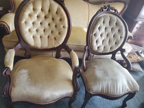 Antique Duncan Phyfe chairs upholstery carved solid mahogany 20th century Cover