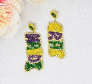 Mardi Gras Jewelry | Holiday Season Jewelry | 820 Mardi Gras Earring - Picture 1 of 3