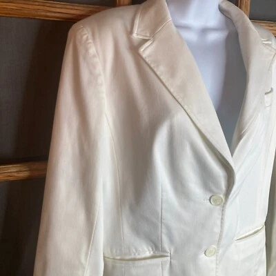 Blazer Worthington elástico para mujer marfil talla 12 19x28 mezcla de algodón Foto 1 de 4