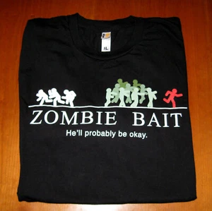 Camiseta Zombie Bait 100% Algodón Negra Gráfica Camisa Woot Hecha en EE. UU. Para hombres Talla Grande - Imagen 1 de 11