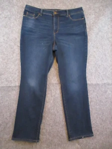 Bandolino Jeans Womens 16 Blue Denim Amy Slim Straight Leg High Rise Dark 37x30 - Picture 1 of 16